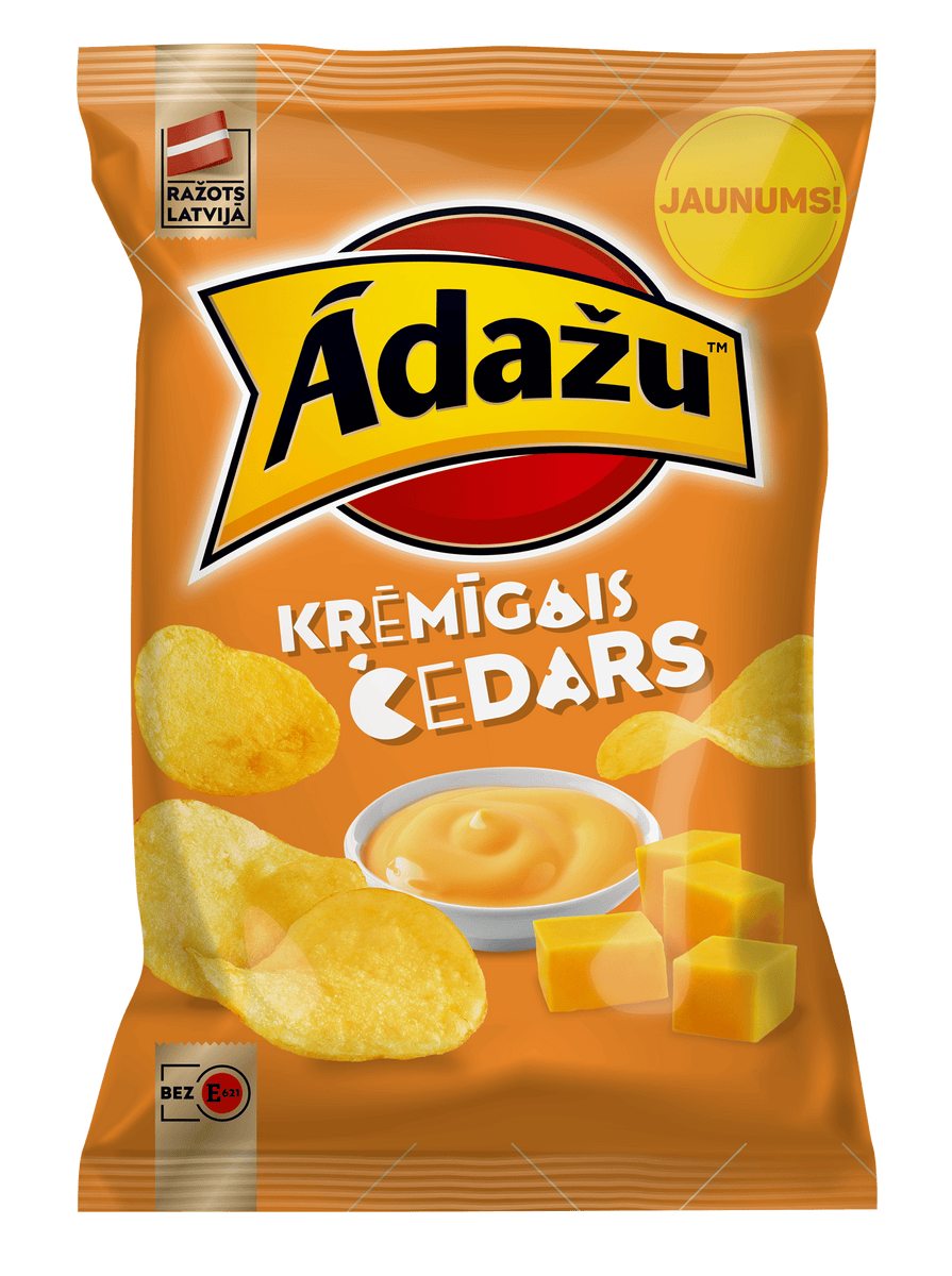 Ādažu čipsi | Potato chips with creamy cheddar flavour, 130g – lettsshop