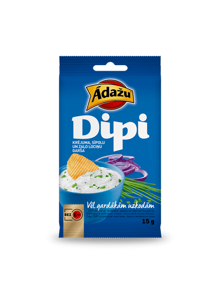 Ādažu čipsi | Dipi mērcīte ar krējuma, sīpolu un zaļo lociņu garšu 15g