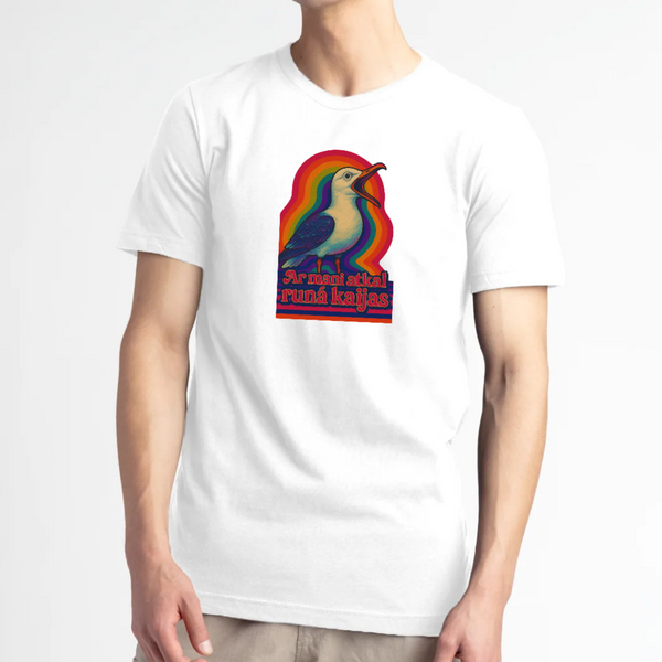 Ar mani atkal runā kaijas T-shirt - White