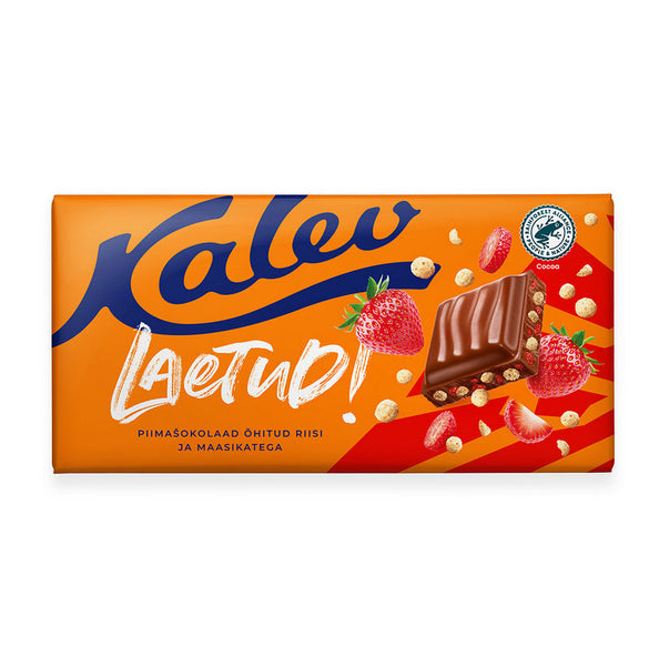 Kalev | Milk chocolate with puffed rice and strawberries 111g