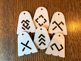 Christmas ornaments - Latvian symbols - bell shaped (wood - 6pcs)