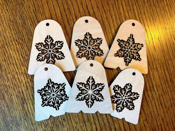 Christmas ornaments - snow flakes (wood - 6pcs)