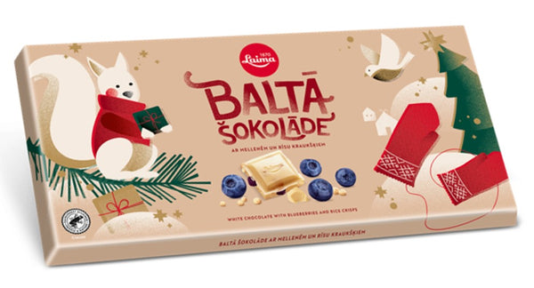 Laima | Christmas - White chocolate with blueberry and puffed rice 300g