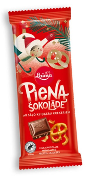 Laima | Christmas - milk chocolate with salted pretzel crackers 90g