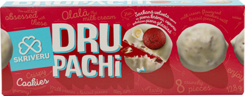 Skriveri | Red Velvet cookies with milk cream in milk glaze with biscuit pieces, 128g