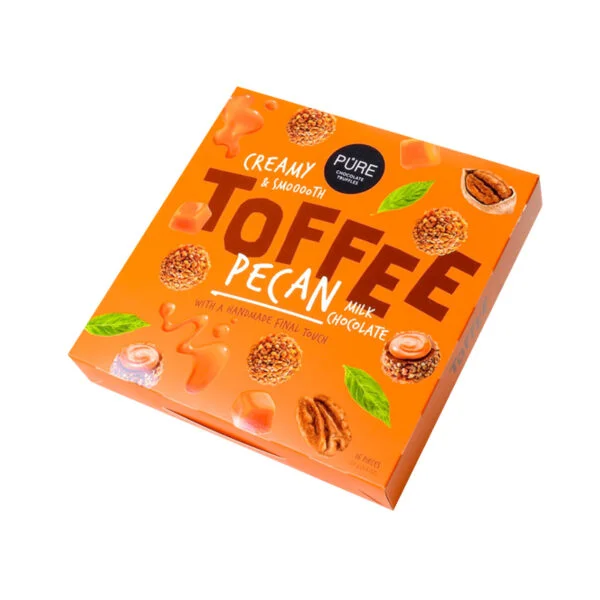 Pure | Milk Chocolate Truffles With Toffee Filling And Pecan Nuts Decor (16 Pcs)