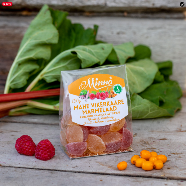 Minna Organic Rhubarb, Raspberry and Sea Buckthorn Marmalade 150g