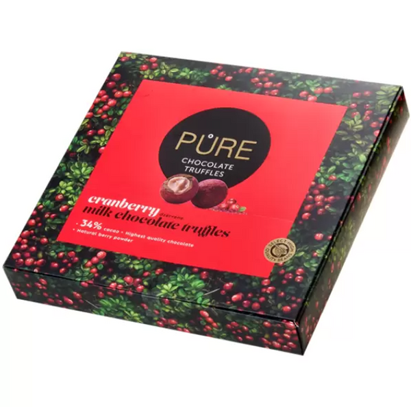 Pure | Milk Chocolate Truffles With Cranberry Flavor Cream And Powder Decor 16