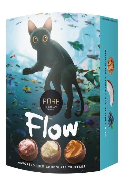 Pure | Milk chocolate truffles with fillings.''Flow - Cat'' 108g