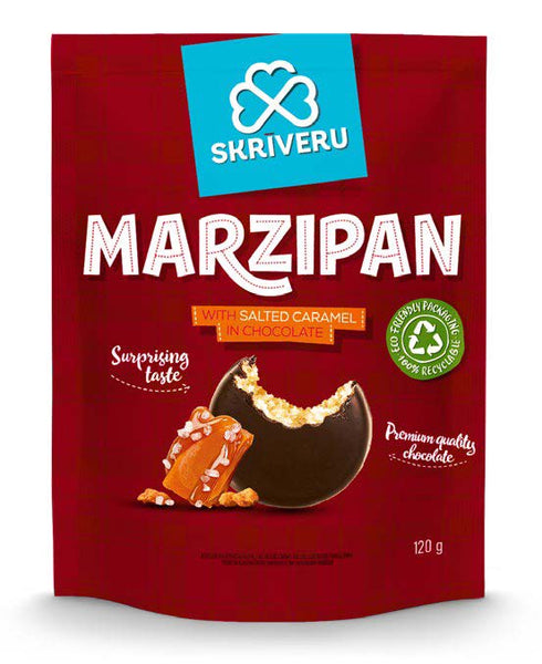 Skriveri | Marzipan in chocolate with salted caramel, 120g
