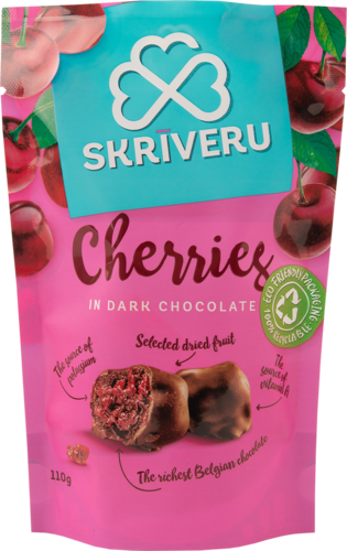 Skriveri | Cherries in dark chocolate, 110g
